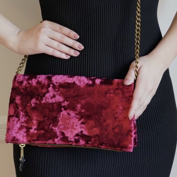 Burgundy Velvet Crossbody Mini - Picture 1 of 2